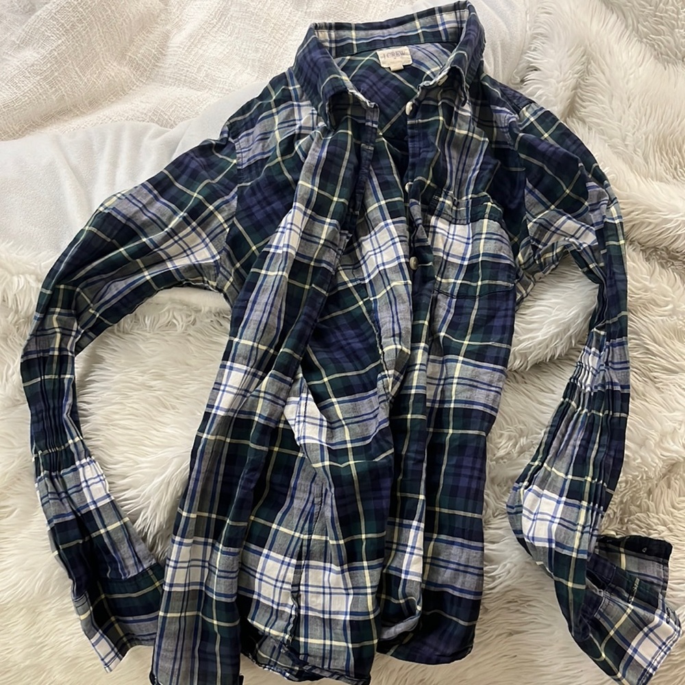 J Crew plaid button down “the perfect shirt”
